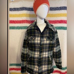 70’s plaid wool button up shacket